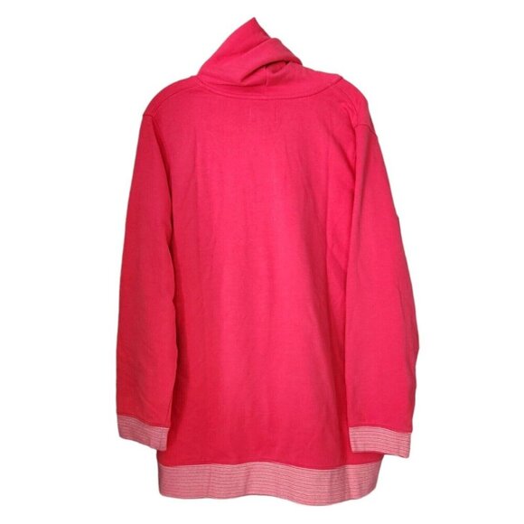 Lands' End 1X Pink Hoodie Serious Sweats V-Neck Pullover - Picture 7 of 12